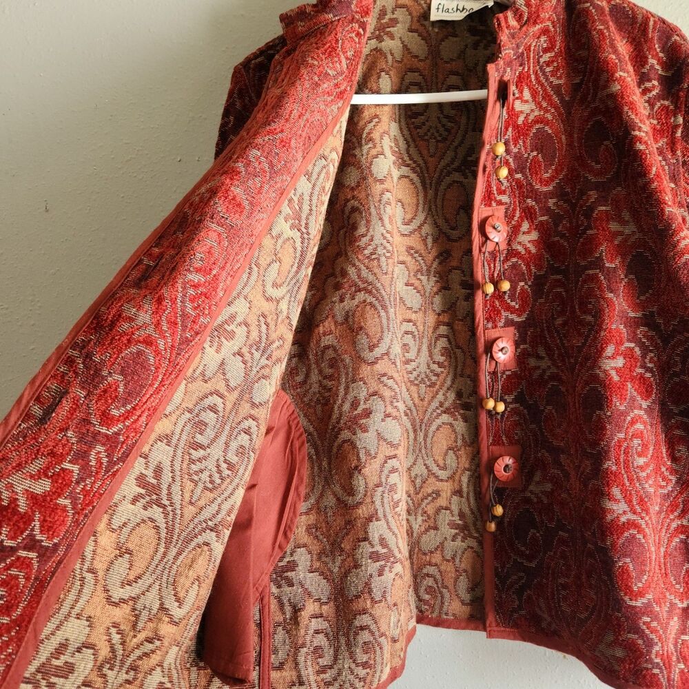 Women's Red Paisley Button-Front Jacket